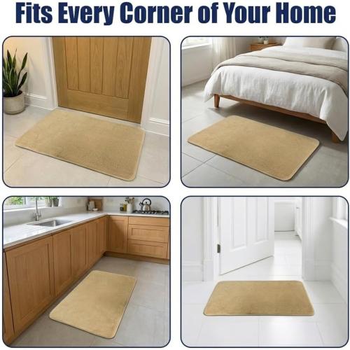 Muddy Mat® CloudStep Bathroom Rugs, Non Slip Bath Mats for Bathroom, Super Absorbent Memory Foam Chenille, Quick Dry Machine Washable Thick Toilet Rug for Shower Tub and Floor, Beige 20 x 30