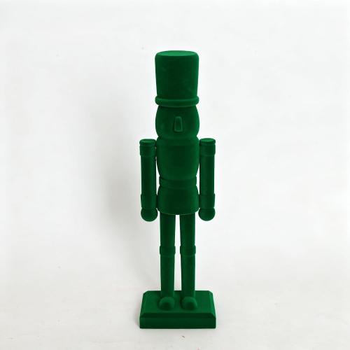 15 Inch Green Velvet Nutcracker Soldier Figurine - Luxury Wooden Christmas Mantel Decor – Emerald Holiday Centerpiece Statue (FLK-Green, 38cm)