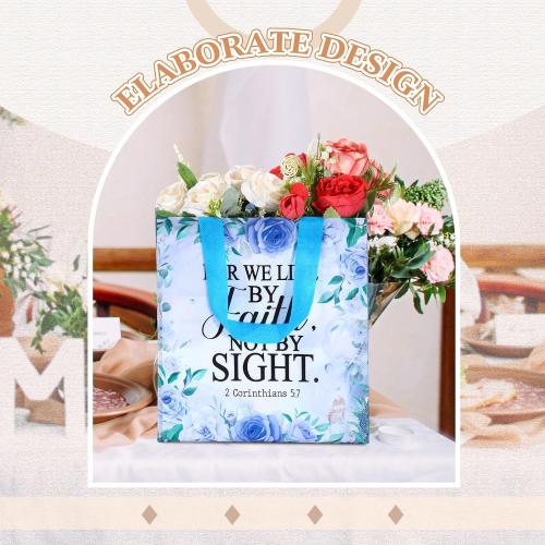 Riakrum 32 Pcs Christian Gift Bags Bulk, Bible Verse Non Woven Tote