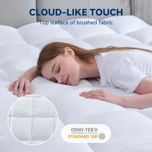 BDEUS Twin Mattress Topper, 1450 GSM Plush Pillow Top for Back Pain Relief, Quilted Fitted Mattress Protector with 8-21 Deep Pocket, Soft Mattress Pad Twin Size - 39x 75 White