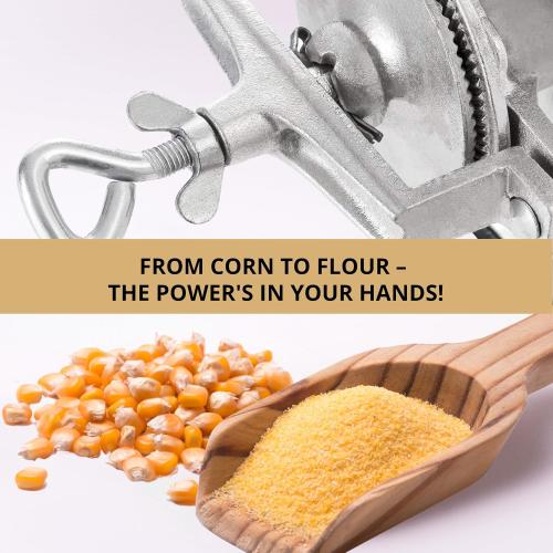 Handheld Iron Grain Mill - Manual Mill Food Grinder Hand Crack Corn Grinder Crank Grains Oats Corn Wheat Coffee Nuts Malt Mill Hand Operated Corn Grinder with High Hopper