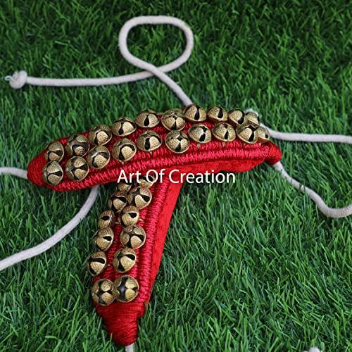 Art of Creation Dancing Ghungroo Bell 2 line 20 20 Big Bells Anklet Pair Traditional Red Paded Brass Ghungru for Kathak Dancers Musical Instrumentss