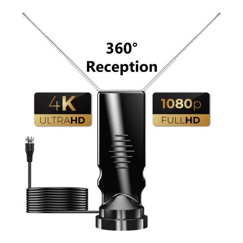 Rabbit Ears TV Antenna Indoor for Smart & Older TVs, HDTV Antenna for Local Channels, Digital Indoor TV Antenna with Adjustable VHF UHF Dipoles, 4K 1080P Ready, Easy Setup