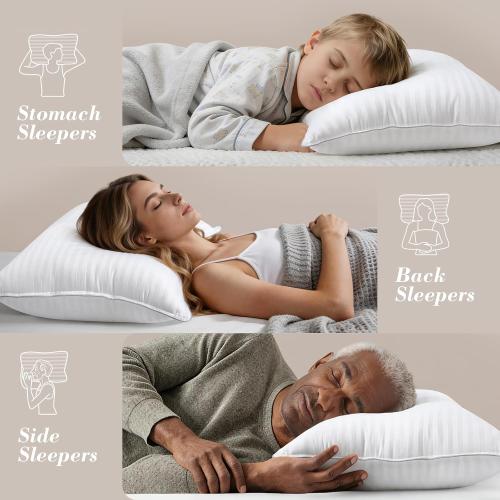 viewstar Pillows Queen Size Set of 2, Firm Support, Striped White