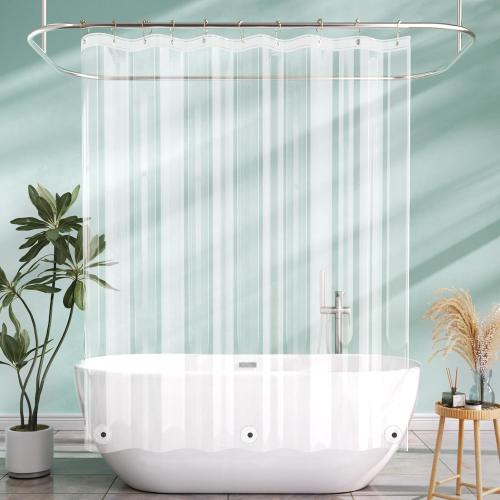 AmazerBath Camper Shower Curtain Liner 60x64, Clear Shower Curtain Liner, Waterproof Plastic Shower Liner, Cute Lightweight PEVA Shower Curtain with 3 Magnets and 10 Rustproof Metal Grommets