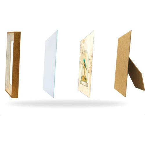 2x3 Blue Picture Frame.Table and Wall.Transparent Acrylic Panel