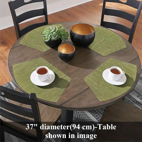 SHACOS PVC Woven Vinyl Wedge Placemats Set of 4 Round Table Placemats Wipe Clean Heat Resistant Round Table Mats (4, Green)