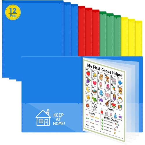 12 Pcs Take Home Folders for Elementary Students,Homework Folders