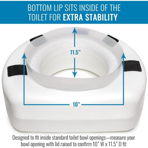 HealthSmart Enhanced Comfort 5 Raised (Round) Toilet Seat Risers for Seniors 5 Slip Resistant Pads FSA/HSA Eligible Padded Toilet Seat Elevation 15.7 x 15.2 x 6.1