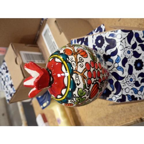 Pomegranate Armenian Ceramic Vase for Flowers Red Decor Israel Ceramic Jewish Home Blessing. Judaica Gifts for tthe Home.