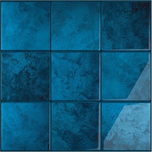 VEELIKE Deep Blue Square Peel and Stick Tile Backsplash 12''x12'' 6 Sheet Peel and Stick Backsplash for Kitchen Bathroom Waterproof Self Adhesive Blue Back Splash Tile Stickers for Kitchen Shower Wall