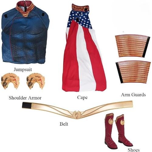 Mens Homelander Cosplay Costume, Homelander Luxury Battle New Uniform Bodysuit with Cloak