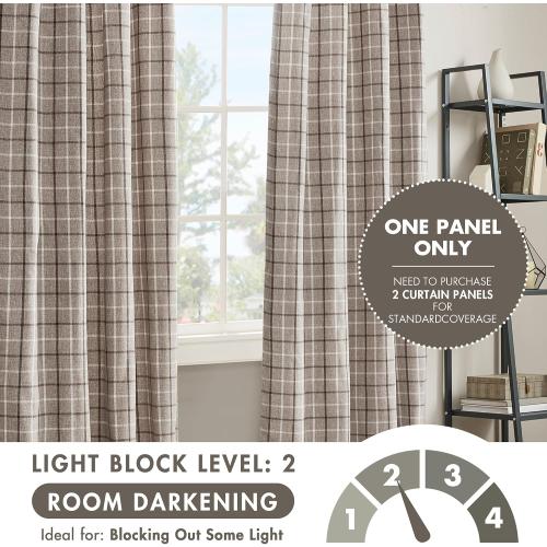Madison Park Plaid Window Curtain Thermal Insulated, 1 Panel, 50x63 Brown