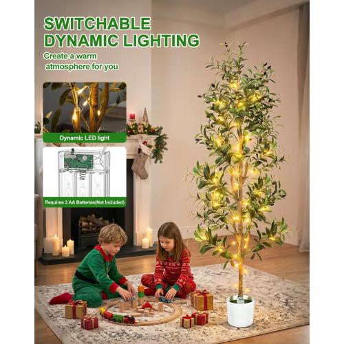 Olive Trees Artificial Indoor 6Ft Tall Faux Plants Large Fake Olivos Tree