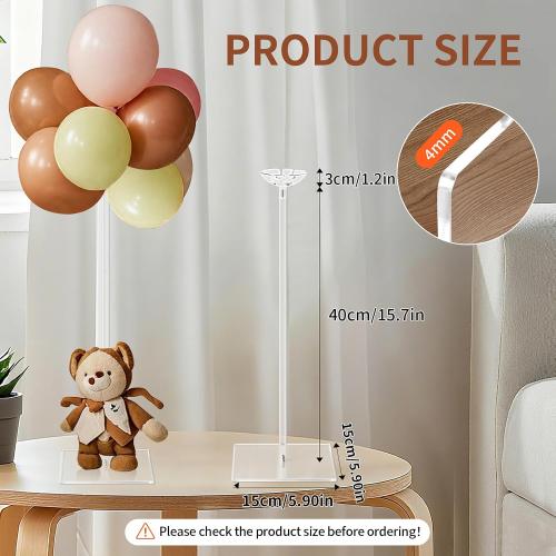 12 Pack Clear Acrylic Balloon Stand Kit, 15.75 Inch Reusable Balloon Sticks Holder With Base Perfect for Tabletop Centerpiece Party Event Decorations (15.75 12 Pack)