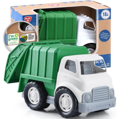 PLAY Eco-Friendly Garbage Truck, [USDA Certified] No BPA/Phthalate/PVC, Recycled Bioplastic Trash Truck Toys for Boys 18m , Fine Motor Skills Car Toys Vehicle Gift for Kids