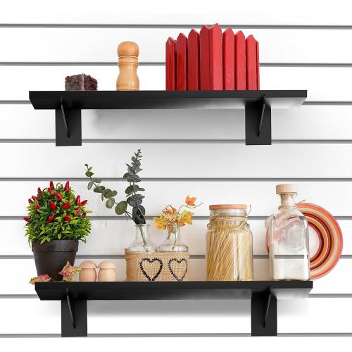 8 Pack Wooden Slatwall Shelf, 23.6D x 11.8W Slatwall Shelves with Metal Brackets Heavy Duty Slat Wall Organizer Slatwall Shelving Accessories for Garage, Home (8, 23.6D x 11.8W x 0.6H)
