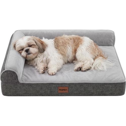 Pawfect Orthopedic Dog Bed for Small, Medium & Large Dogs, Memory Foam Pet Bed with 3 Waterproof Covers, Washable Removable Velvet Cover, Supportive Bolsters, Non-Slip Base (Small: 24.5x20.5x6.5)