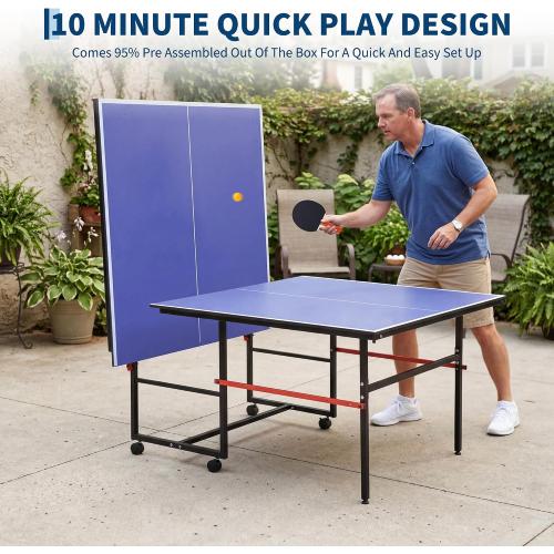 Garvee 8 ft Portable Ping Pong Table，Professional Game for Adults Teens