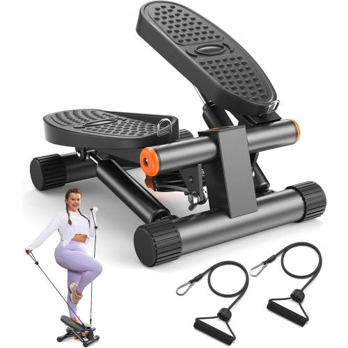 Niceday Steppers for Exercise, Stair Stepper with Resistance Bands, Mini Stepper with 300LBS Loading Capacity, Hydraulic Fitness Stepper with LCD Monitor