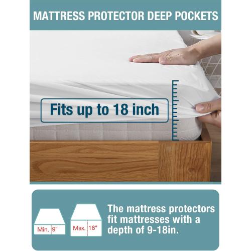 Bedecor Queen Waterproof Mattress Protector,for 9-18 Inch Deep