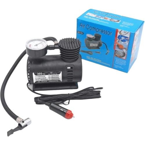 Portable Air Compressor Tire Inflator With Sports needle Nozzle adapter, ABS Black Electric Air Pump with 2.75 m/9ft Cable for Car and Motorcycle
