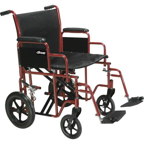 Drive Medical BTR22-R Bariatric Heavy Duty Transport Wheelchair, Red