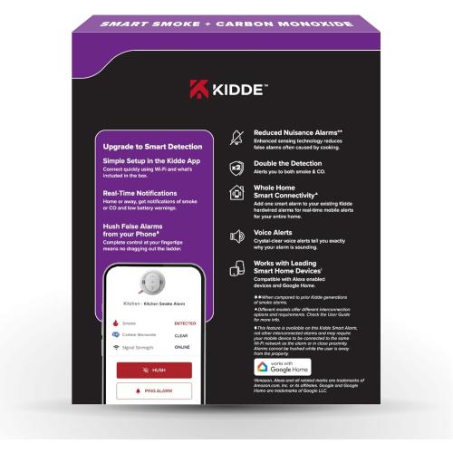 Kidde Hardwired Kidde App Enabled Smart Smoke and Carbon Monoxide Detector, AA Battery Backup, Voice Alerts, Interconnected Alarm