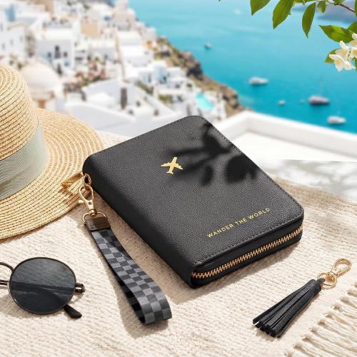 Beautiful Passport Holder And Travel Wallet with Wristlet Strap