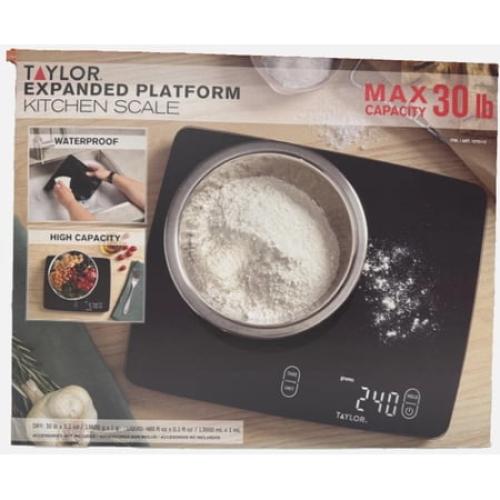 Taylor Expanded Platform Digital Kitchen Scale, Waterproof, 30 lb Capacity, Black‼️light dirt ‼️