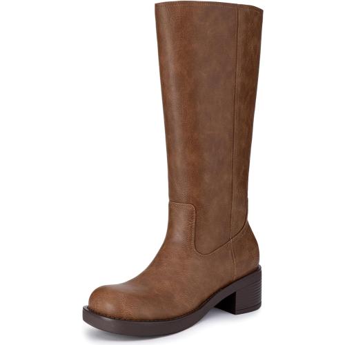 Size 10 Athlefit Knee High Boots Square Toe Ridng Chunky Tall Boots for Women