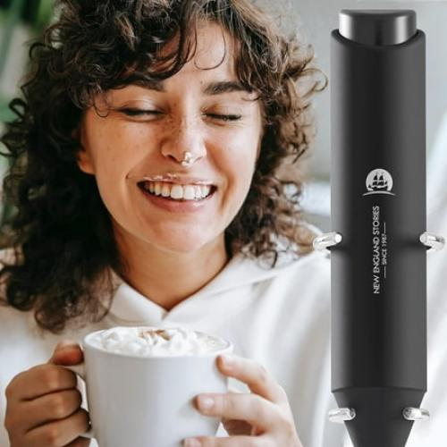 New England Stories Battery Operated Handheld Milk Frother, Black
