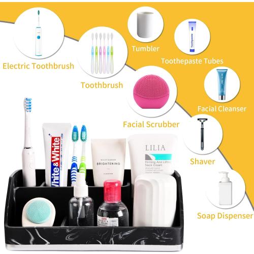 Bathroom Sink Organizer, Toothbrush Holder for Bathroom Counter, Black
