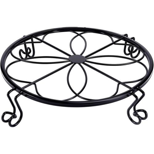 1/2/4 Pack 10/12 Inch Heavy Duty Iron Plant Stands - Rustproof Metal Flower Pot Holder for Indoor Outdoor Use, Round Wrought Iron Planter Stand for Corner Gardening, Patio, Balcony Decor- Black (12IN1PCS)