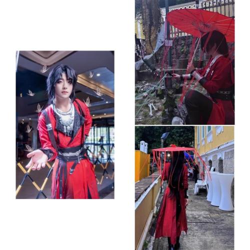 Size Adult Small    Hua Cheng Cosplay Costume Tian Guan Ci Fu Mens Red Cloak Full Set HanFu Outfit