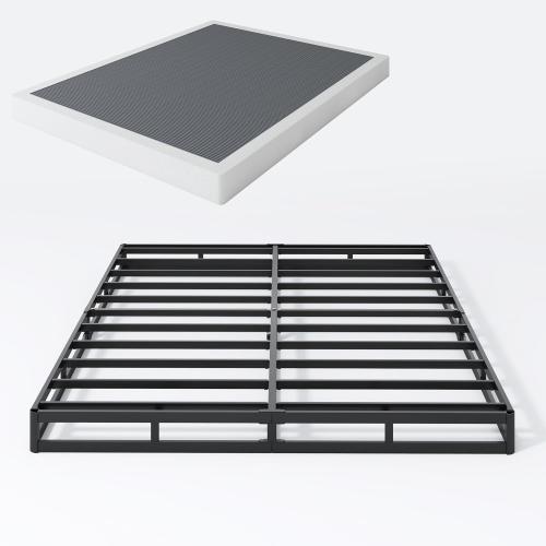 SHLAND Box Spring King - 3 Inch Heavy Duty Low Profile Metal King Box Springs for Bed, Mattress Foundation, Easy Assembly,Easy Clean Cover