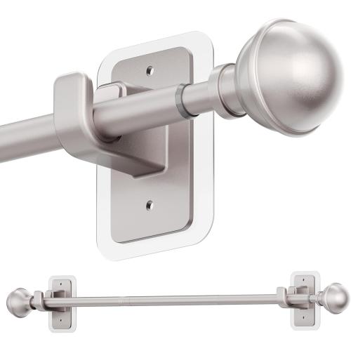 ENJOYBASICS Curtain Rods No Drilling for Renter, 28-47 Adjustable, Nickel