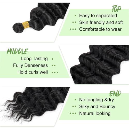 Eerya 18 Inch Deep Wave Curly Braiding Hair 2 Packs Boho Hair for Braiding