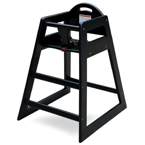 Wooden High Chair for Baby & Toddler – Restaurant-Style Stackable HighChair with Commercial Grade Solid Wood for Dining Table & Kitchen – Compact & Portable Design for Home & Restaurant Use - Black