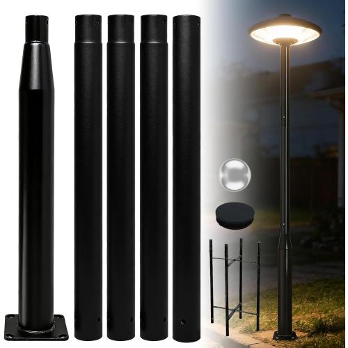 Street Light Pole 16 Ft Tall, Solar Street Lamp Post Fixture Accessory, Adjustable Street Light Poles for Outdoor Lighting with Mounting Rebar Cage Base,Suitable for Parking Lots,Basketball Courts