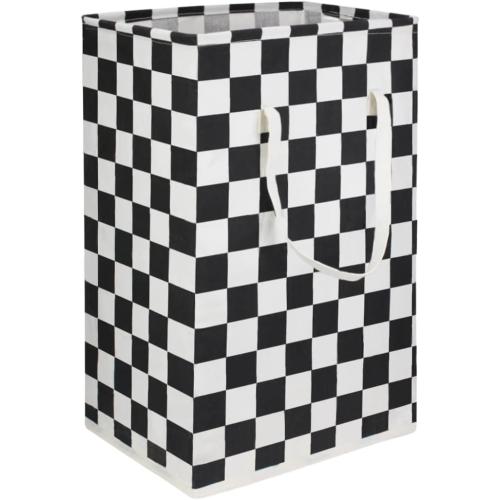 HIYAGON 75L Freestanding Laundry Basket,Large Collapsible Tall Clothes Hamper with Handles,Waterproof Toy Storage Bin for Boys and Girls,Baby Nursery(Racing flag)
