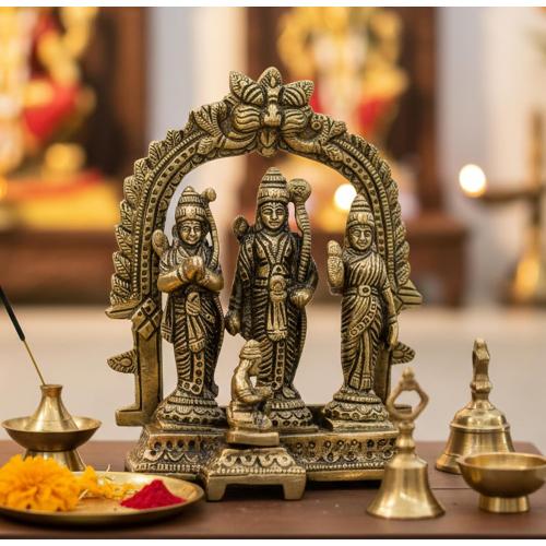 eSplanade 5.5 Brass Ram Darbar (Rama, Sita, Laxman, Hanuman) Murti Idol Statue Sculpture