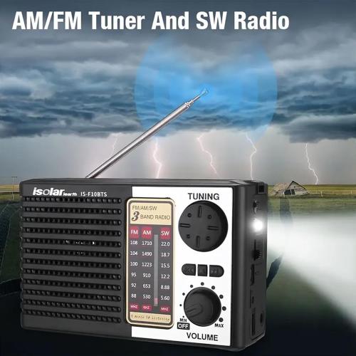 Portable Solar Radio, AM/FM/SW Bands, Digital Speaker with Strong Reception, LED Lights, USB Charging, Detachable Battery for Camping and Mountaineering Outdoor Camping Jogging