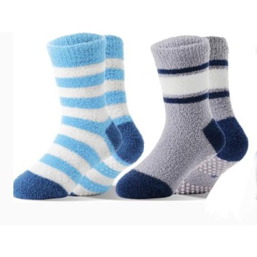 Kids Fuzzy Grips Socks, Anti Slip, Winter Warm Cozy Slipper Socks 3 pairs