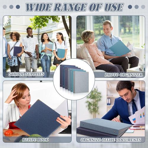 Fulmoon 6 Pcs Aesthetic 3 Ring Binders with Linen Cover 1 Inch Round Rings Binder with Inner Pocket 8.5 x 11 Binder Fits Letter Sized Durable for School Office and Home (Ocean Blues)
