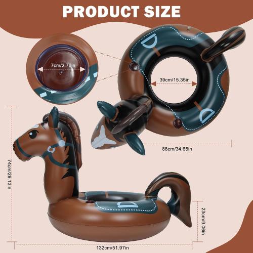 Pool Floats, Funny Pool Floaties Inflatables Rafts for Outdoor Water Lounge, Brown Horse Pool Swimming Ring for Beach Party & Tubes Pool Toys Float for Adults