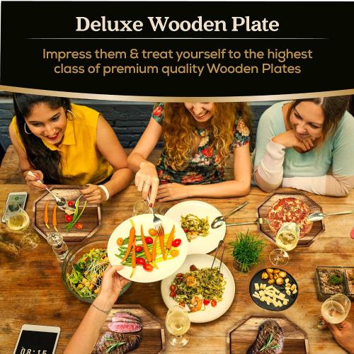 Wood Charger Plates & Trays, Wooden Tray For Food & Decor, Wooden Serving Board & Platter, 10’ x 10' Wood Tray & Serving Platters, Acacia Wood Plate Set of 2