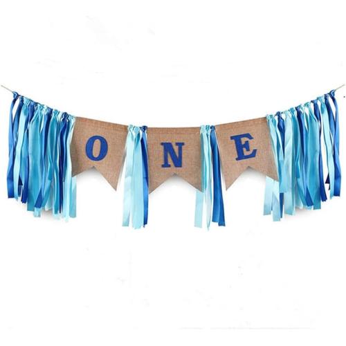 SS Cohen 1st birthday decorations,Baby Boy's first Birthday Banner,Burlap Highchair Banner for 1st baby birthday banner decorations