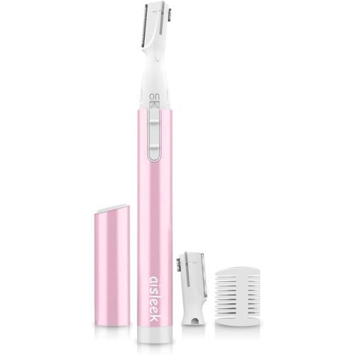 Eyebrow Trimmer, Facial Hair Trimmer Precision Detailer with Rinseable Blade, Battery Powered Double-Sided Eyebrow Razor with Comb, Compact Pen-Size Safe Painless Shaver for Chin Peach-Fuzz