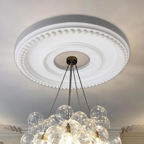12 Inch OD x 4inch ID White Ceiling Medallion Plate – PU Plastic Decorative Cover for Fan, Light Fixtures, Chandelier Canopies – Traditional, Retro, and Minimalist Home Lighting Replacement